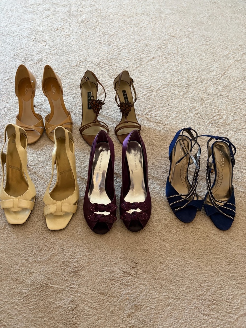 ALDO Navy Blue Rhinestone Strappy Heels